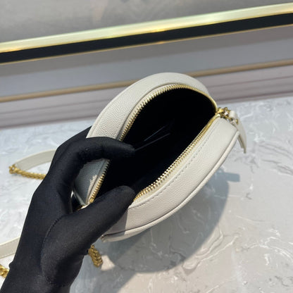 YSL Bolsa transversal Vinyle Redonda White 17 x 17 x 5.5 cm