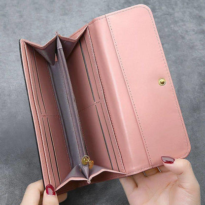 Women's Trifold Pet Photo Wallet - Black Leather