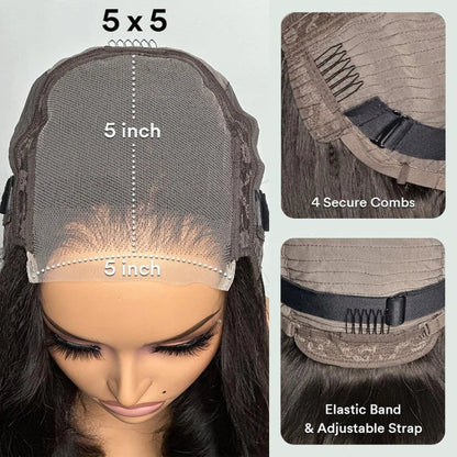 Shoulder Length Body Wave  5x5 Lace Closure Wig